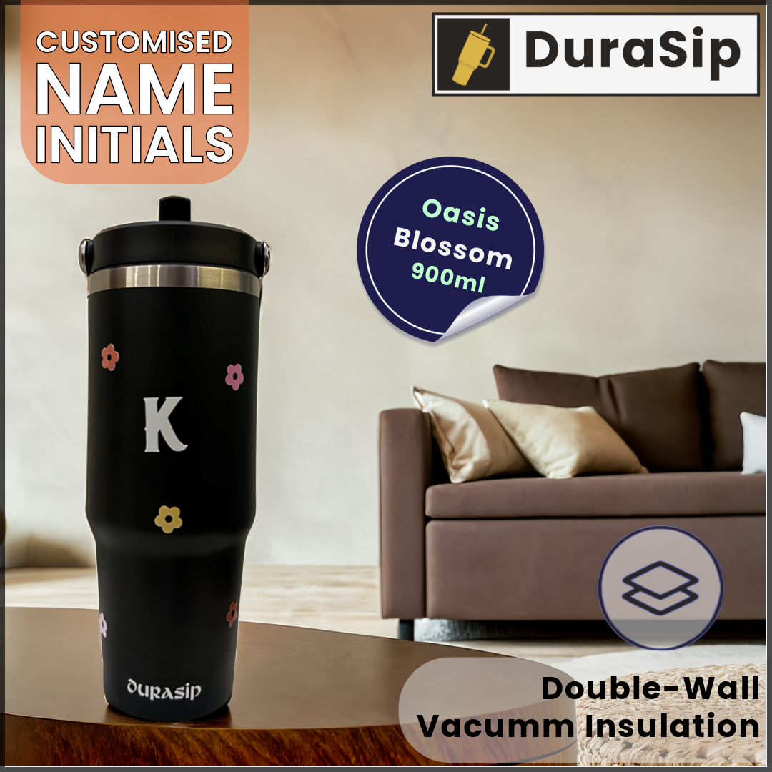 DuraSip Oasis Blossom – Personalized Floral Stainless Steel Tumbler
