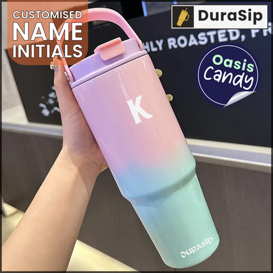 DuraSip Oasis Candy 1 litre – Chic Amber Tumbler with Custom Initials