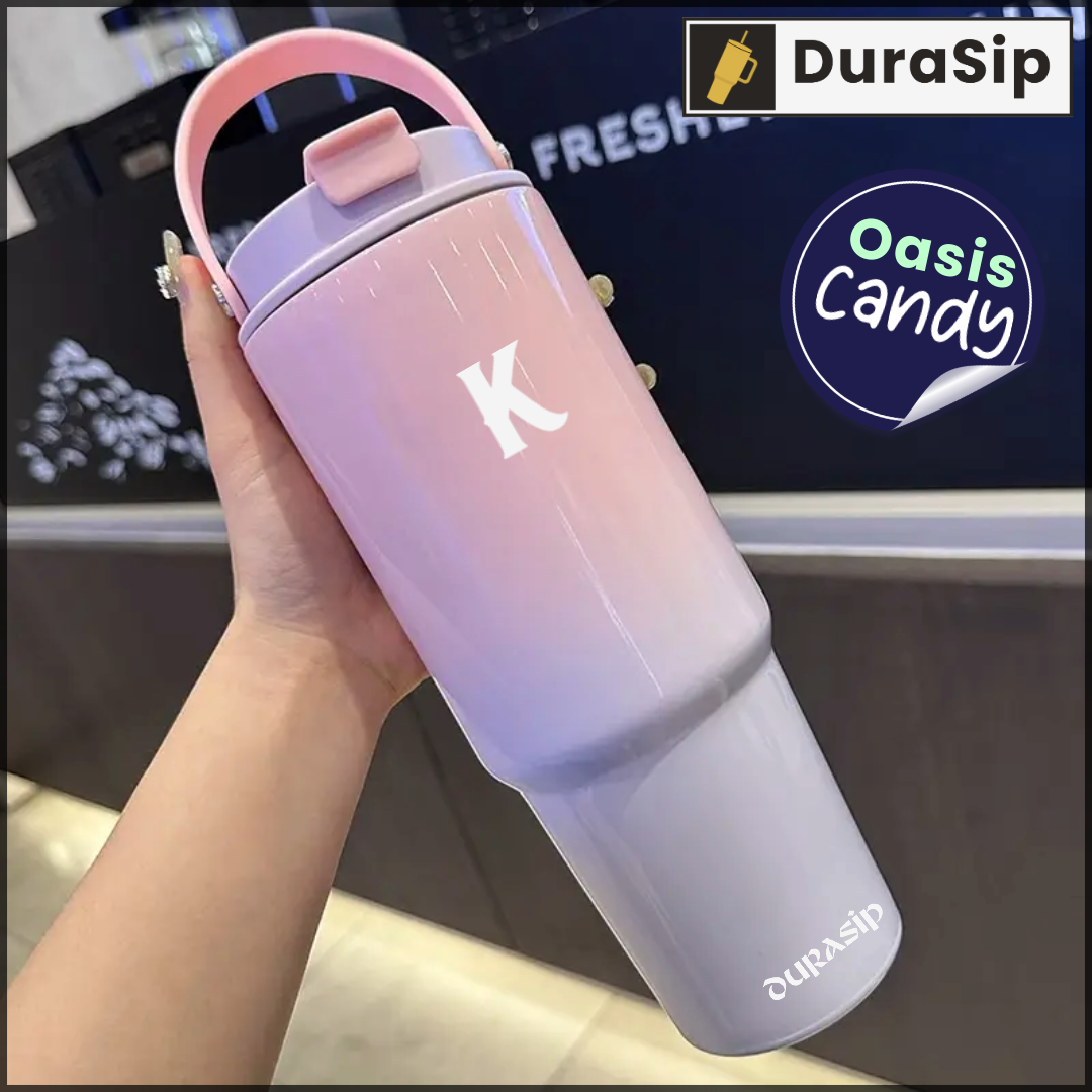 DuraSip Oasis Candy 1 litre – Chic Amber Tumbler with Custom Initials