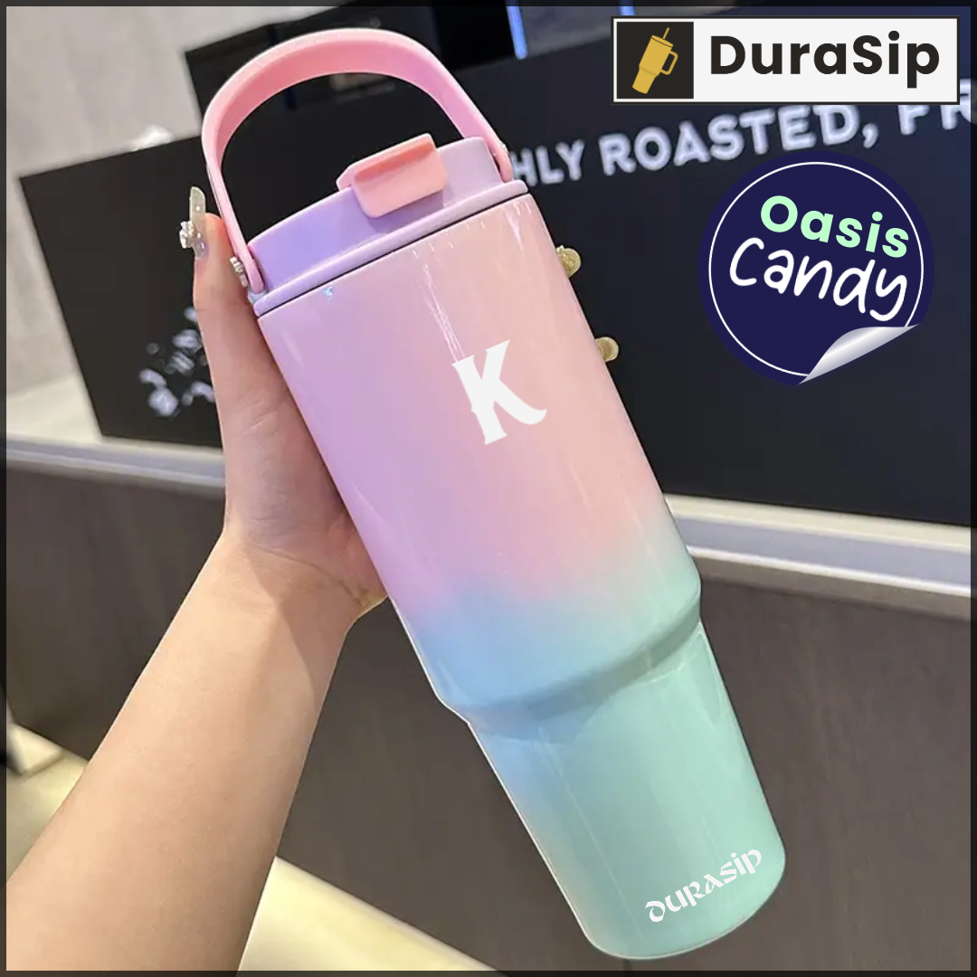 DuraSip Oasis Candy 1 litre – Chic Amber Tumbler with Custom Initials