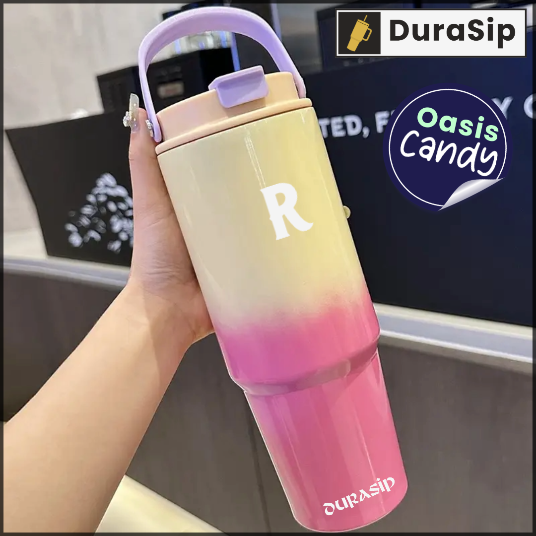 DuraSip Oasis Candy 1 litre – Chic Amber Tumbler with Custom Initials