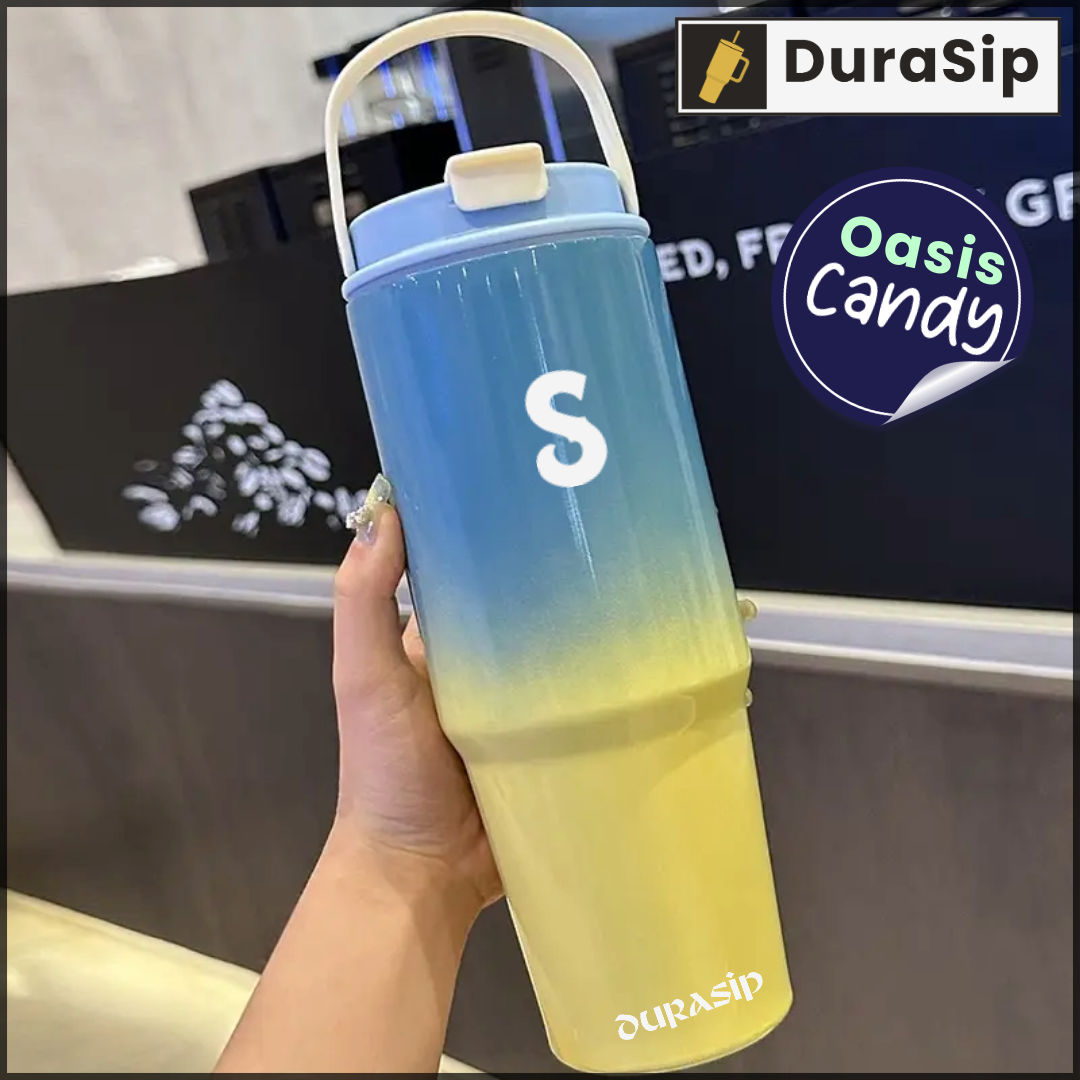 DuraSip Oasis Candy 1 litre – Chic Amber Tumbler with Custom Initials
