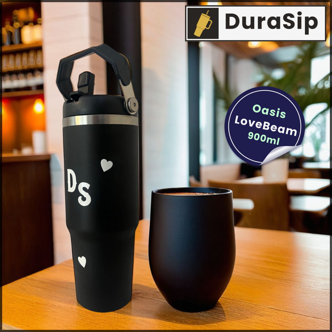 DuraSip Oasis LoveBeam Collection – Personalized Stainless Steel Tumbler with Name Initials | 100% Leakproof & Travel-Friendly