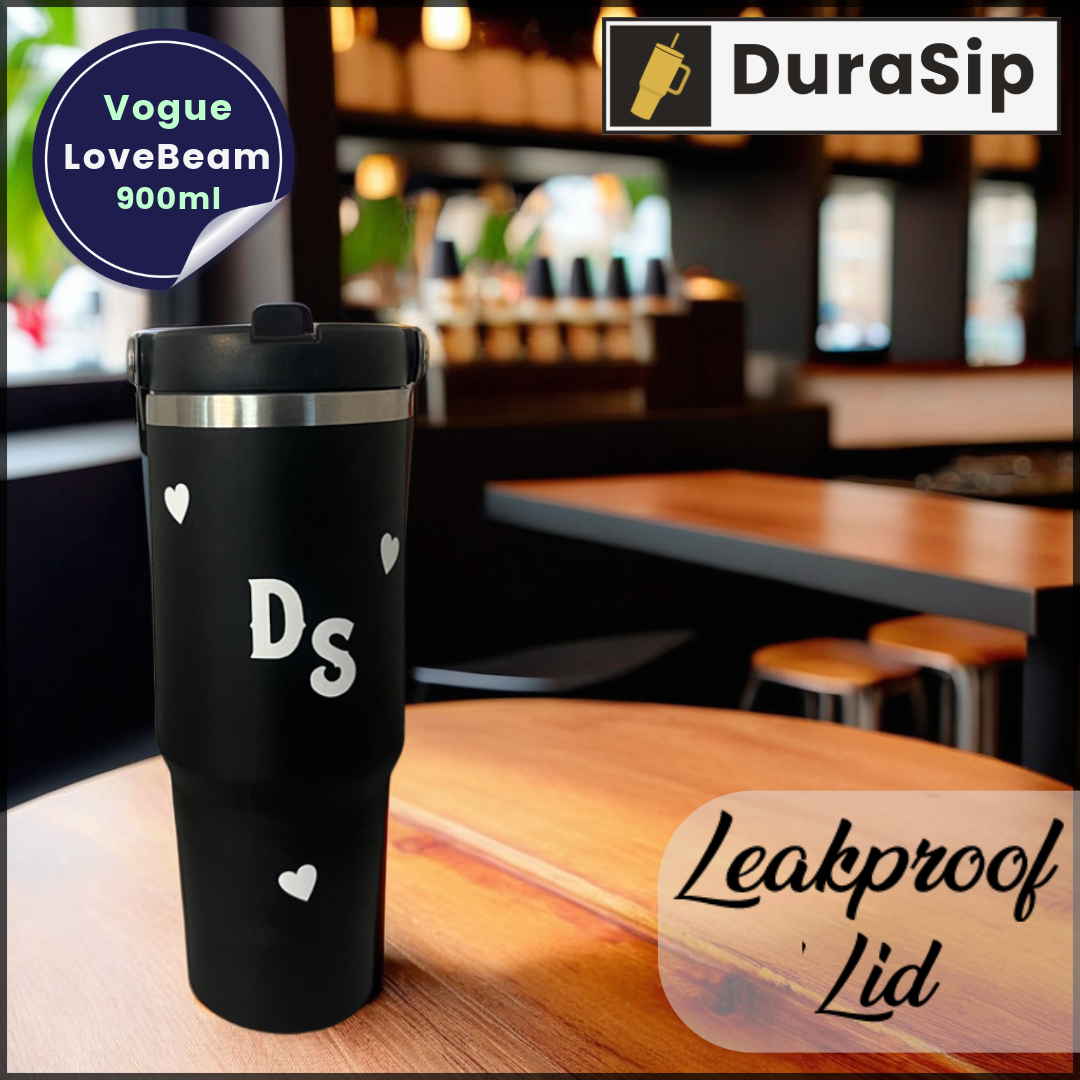 DuraSip Oasis LoveBeam Collection – Personalized Stainless Steel Tumbler with Name Initials | 100% Leakproof & Travel-Friendly