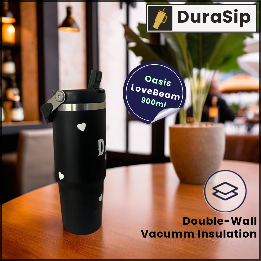 DuraSip Oasis LoveBeam Collection – Personalized Stainless Steel Tumbler with Name Initials | 100% Leakproof & Travel-Friendly