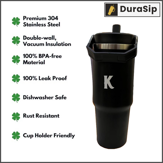 DuraSip Oasis LoveBeam Collection – Personalized Stainless Steel Tumbler with Name Initials | 100% Leakproof & Travel-Friendly