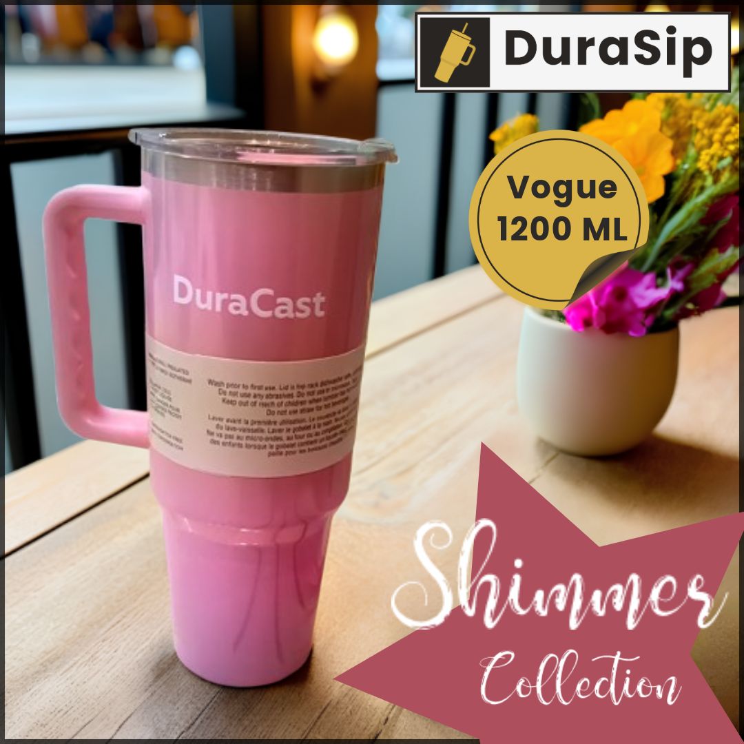 DuraSip Vogue 1200ml Shimmer Tumbler – Pure Stainless Steel, BPA-Free, Double Wall Vacuum Insulated for Long-Lasting Hot & Cold Drinks
