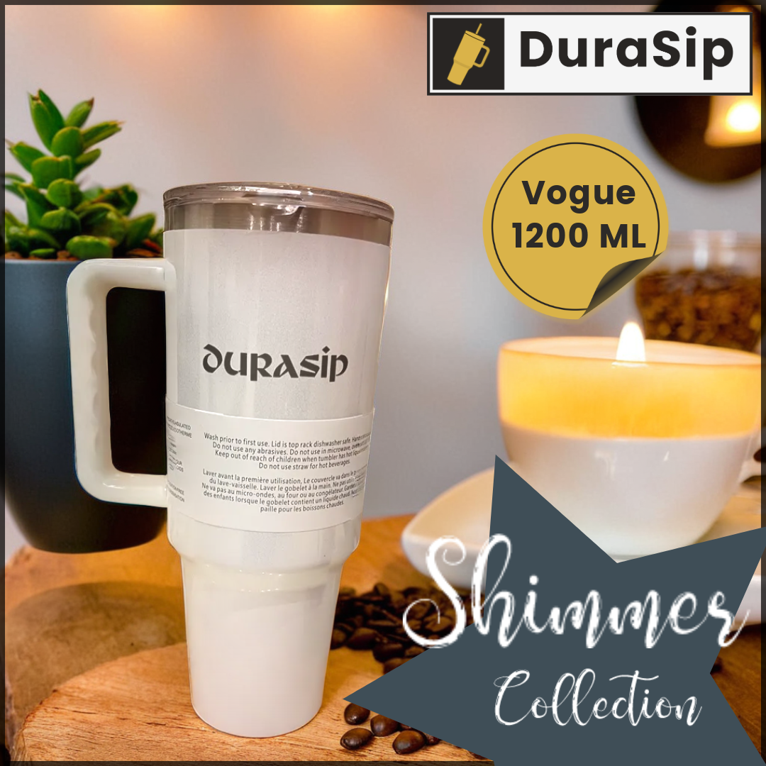 DuraSip Vogue 1200ml Shimmer Tumbler – Pure Stainless Steel, BPA-Free, Double Wall Vacuum Insulated for Long-Lasting Hot & Cold Drinks