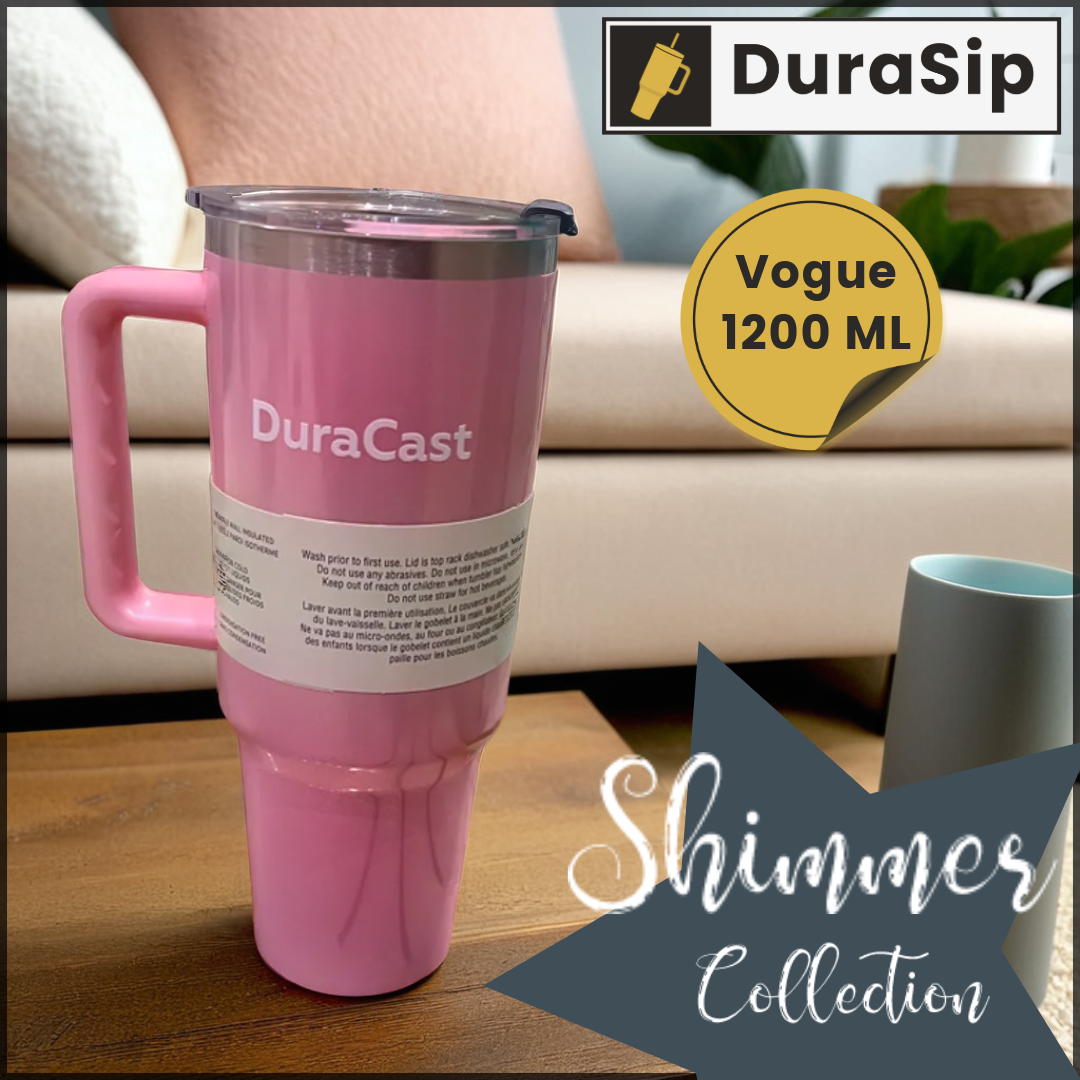 DuraSip Vogue 1200ml Shimmer Tumbler – Pure Stainless Steel, BPA-Free, Double Wall Vacuum Insulated for Long-Lasting Hot & Cold Drinks