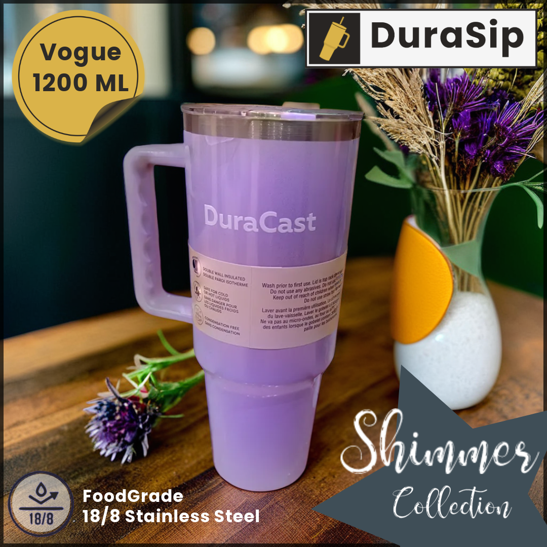 DuraSip Vogue 1200ml Shimmer Tumbler – Pure Stainless Steel, BPA-Free, Double Wall Vacuum Insulated for Long-Lasting Hot & Cold Drinks