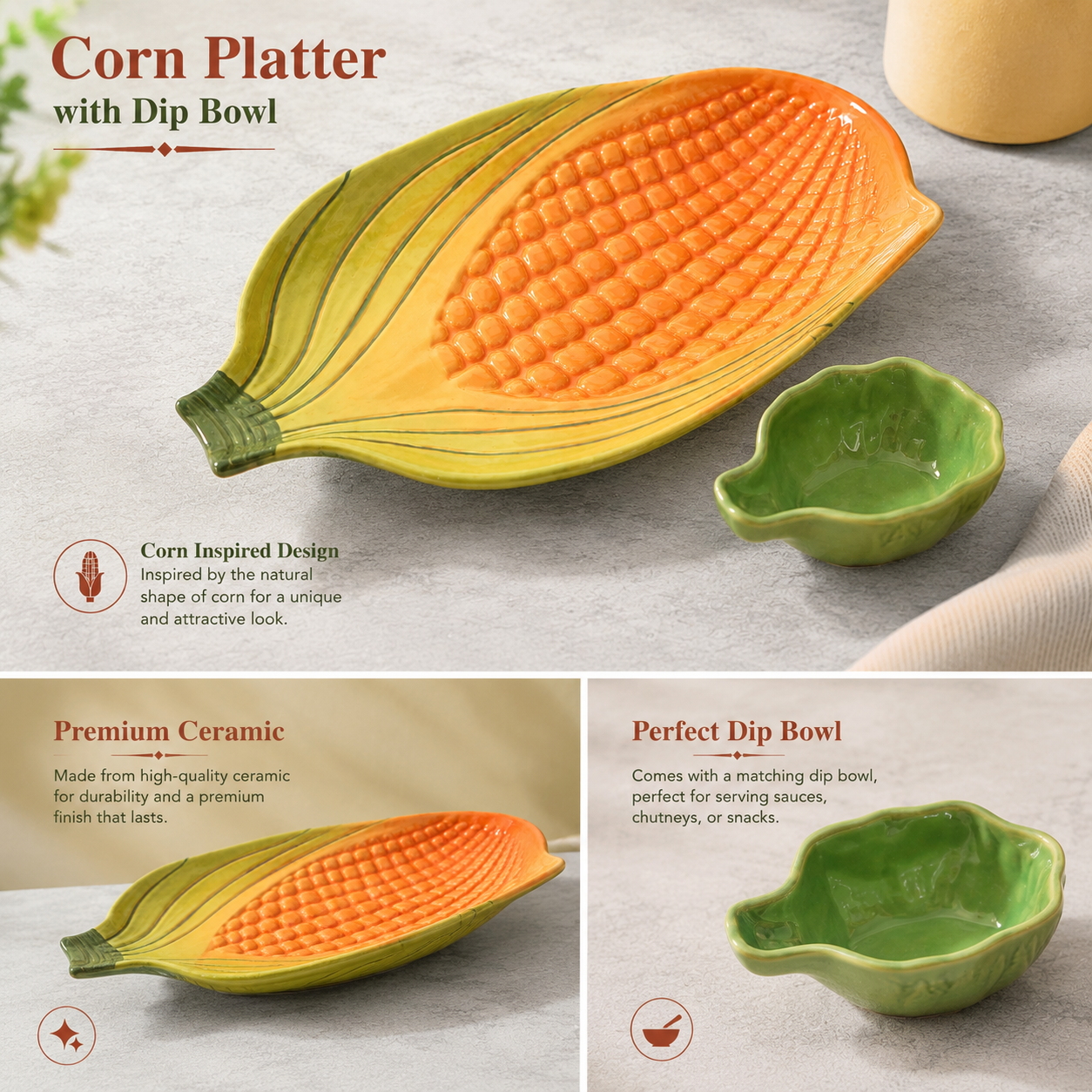 DuraCast® Cobby Snack Platter with Dip Bowl