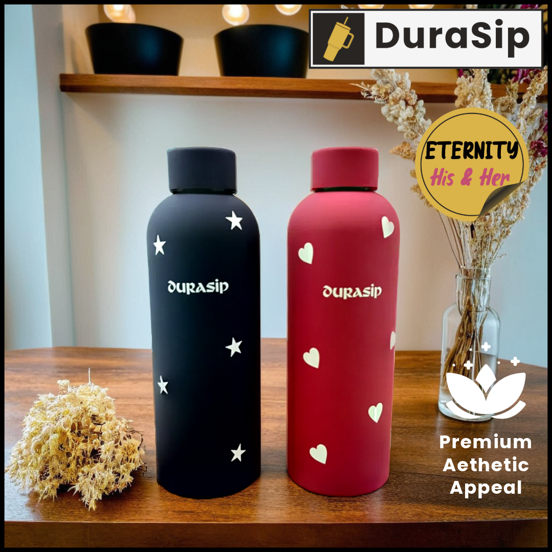 DuraSip Eternity Classic Romance – The Perfect Personalised Matching Bottles for Couples 600 ML each