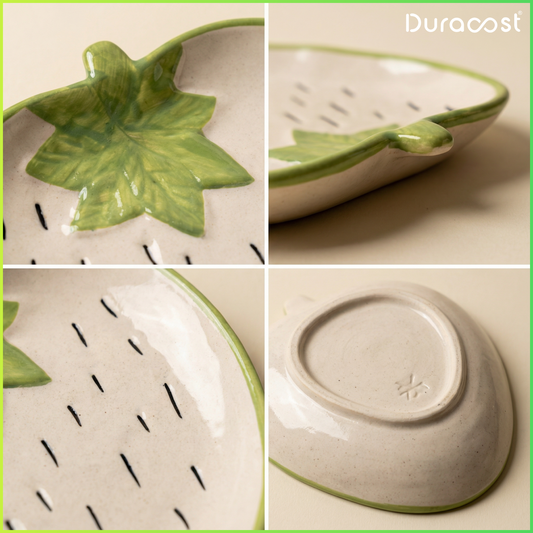 DuraCast® Berry Snack Plate | Premium Ceramic Strawberry-Shaped Serving Plate