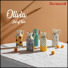 DuraCast® Olivia Ceramic Oil Bottle Set of 2 – 300ml Designer Olive Oil & Vinegar Dispenser with Handle & Lid | Assorted Handcrafted Patterns