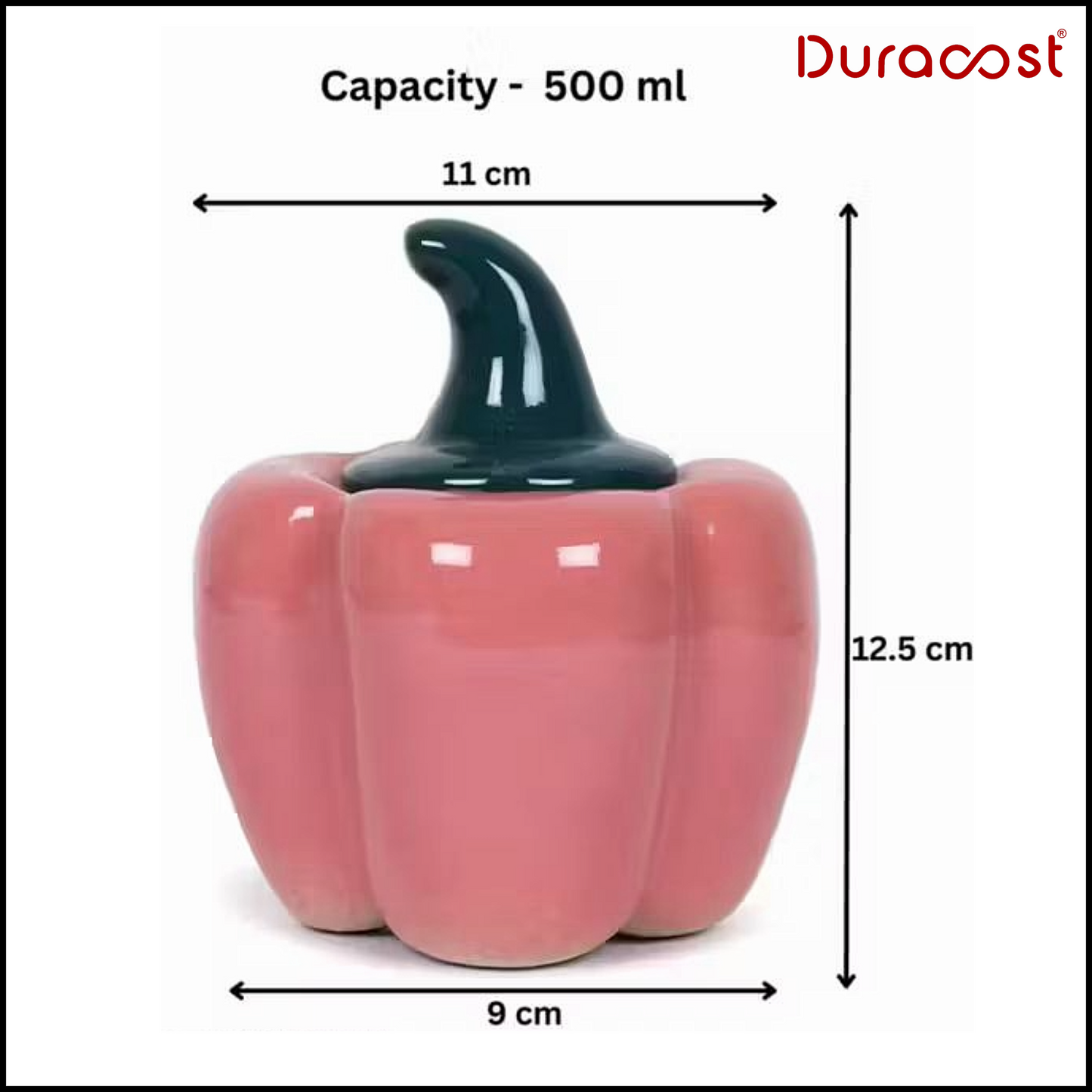 DuraCast® PepperPods Ceramic Jar Set of 3 – 500ml Each | Colorful Kitchen Storage Containers with Lids for Spices, Pickles, Snacks & More