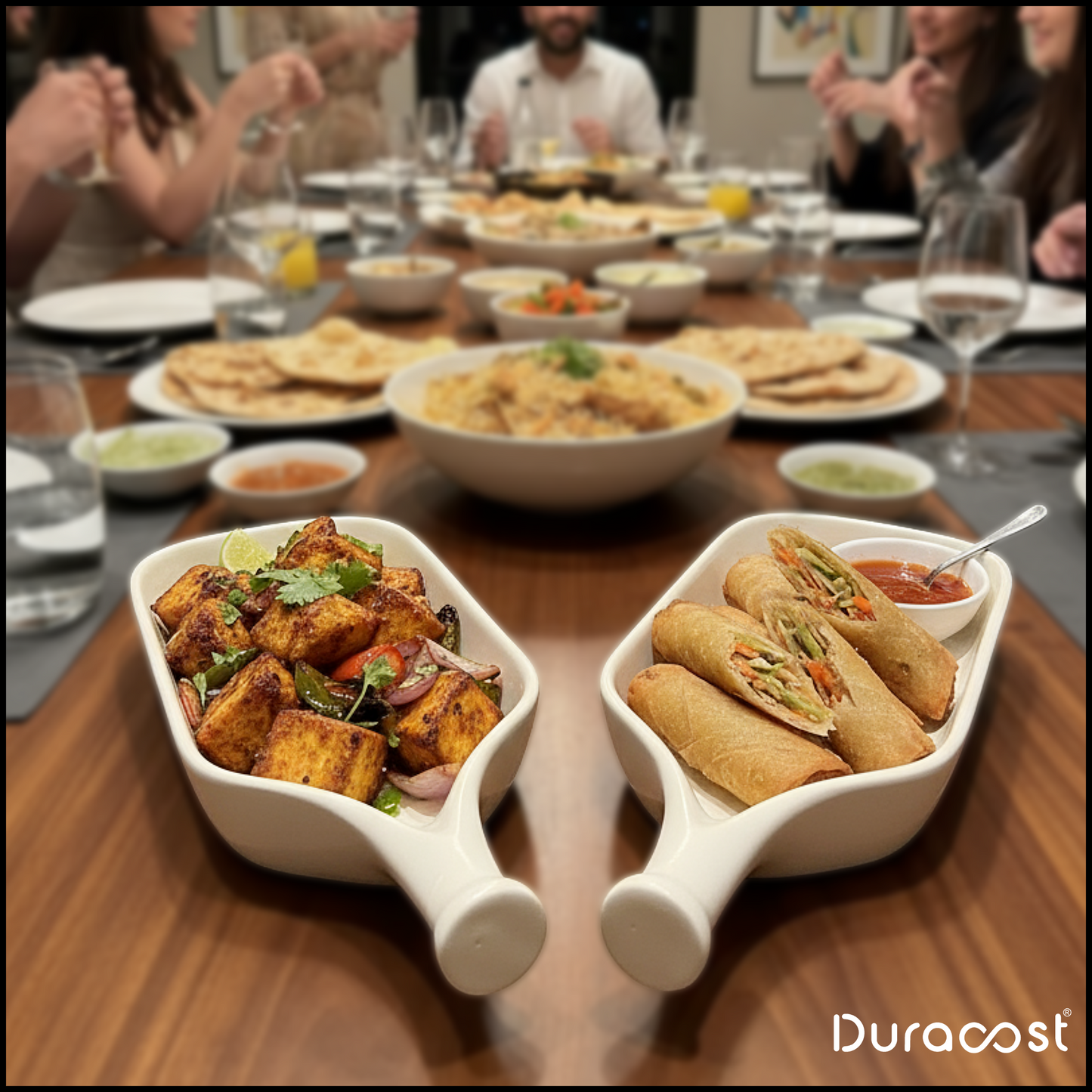 DuraCast® Serava Premium Ceramic Snack Serving Plate | Elegant Cook & Serve Tableware | Set of 2