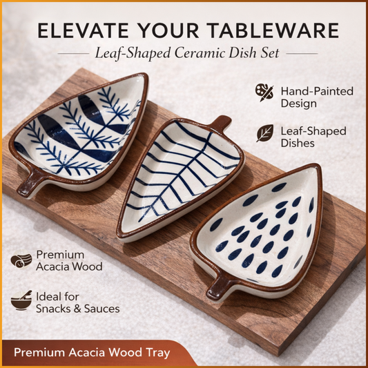 DuraCast® Treo Leaf Platter – Premium Snack & Chutney Server Set