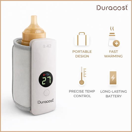 DuraCast® WarmNest Portable Electric Bottle Warmer | Rechargeable, Temperature-Controlled Baby Milk Warmer