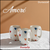 DuraSip™ Amoré Ceramic Mug Set of 2 – Handcrafted Heart Design Coffee & Tea Cups | Premium Couple Gift
