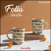 DuraSip™ FOLIA Ceramic Coffee Mug Set of 2/4/6 – Handcrafted Nature-Inspired Tea & Coffee Cups with Leaf Motif Design