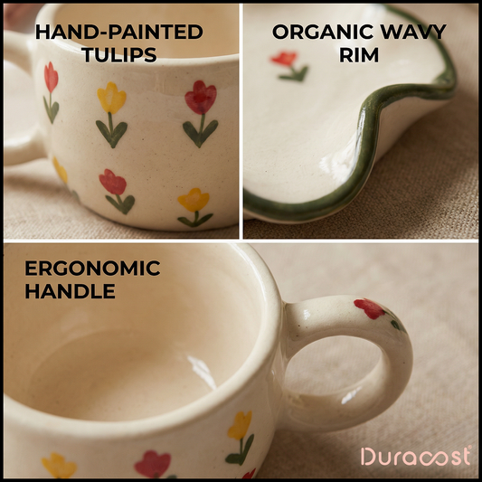 DuraSip™ Petals Ceramic Cup & Saucer Set (Set of 2)