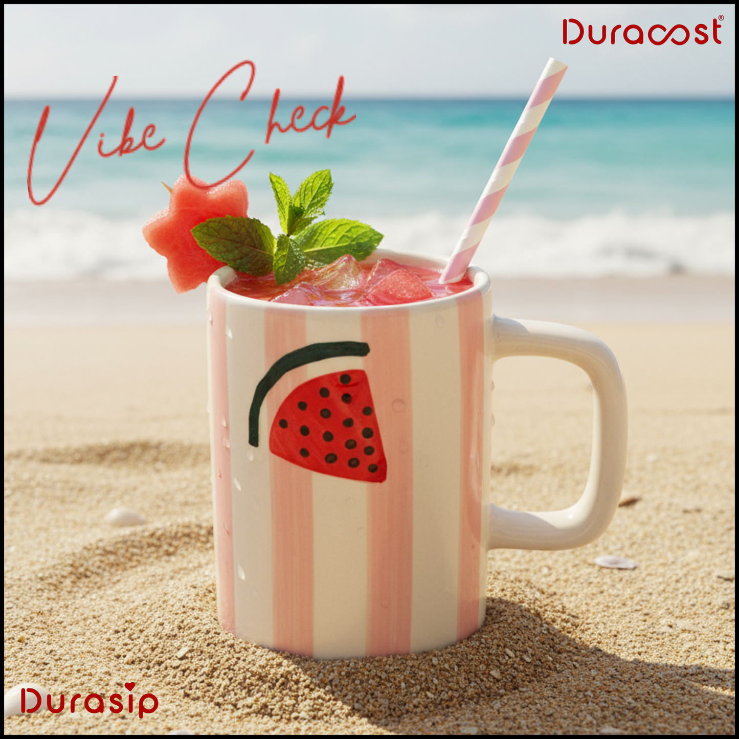 DuraSip™ Sip Mate – Set of 2 Ceramic Mugs with Lids | Choose from Evil Eye or Watermelon Design | Premium Tea & Coffee Cups