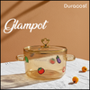 DuraCast® Glampot 1.6L Premium Amber Glass Cooking Pot with Lid | Heat-Resistant Borosilicate Glass Cookware for Stove, Microwave & Oven | Elegant Cook & Serve Pot