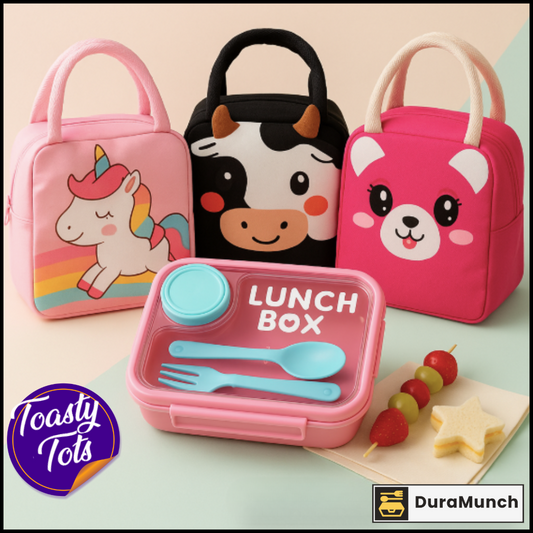 DuraMunch Toasty Tots – Personalised Kids Lunch Box with Insulated Bag | Leakproof & Heat-Friendly | Boys & Girls Variants