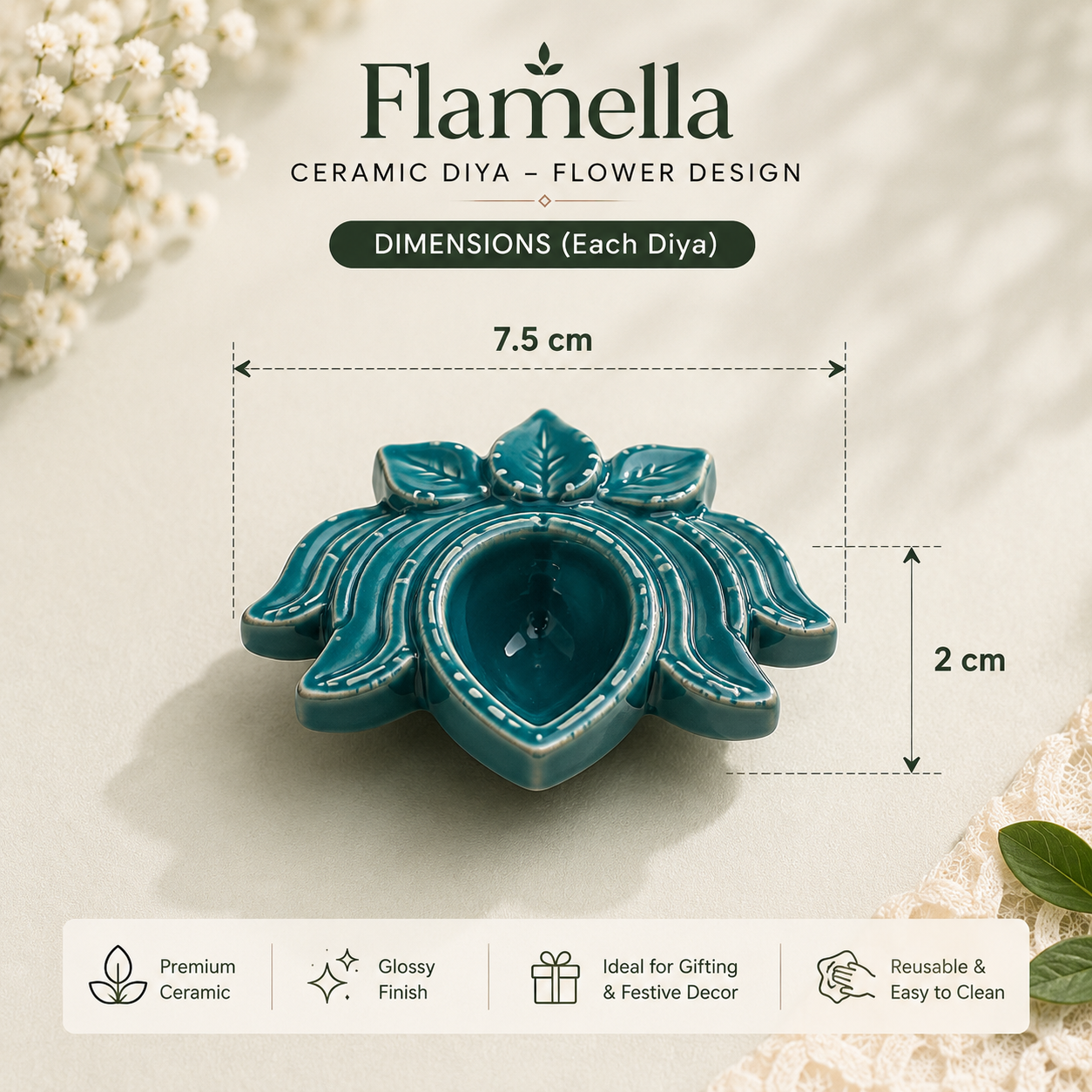 DuraCast® Flamella – Glazed Ceramic Diyas