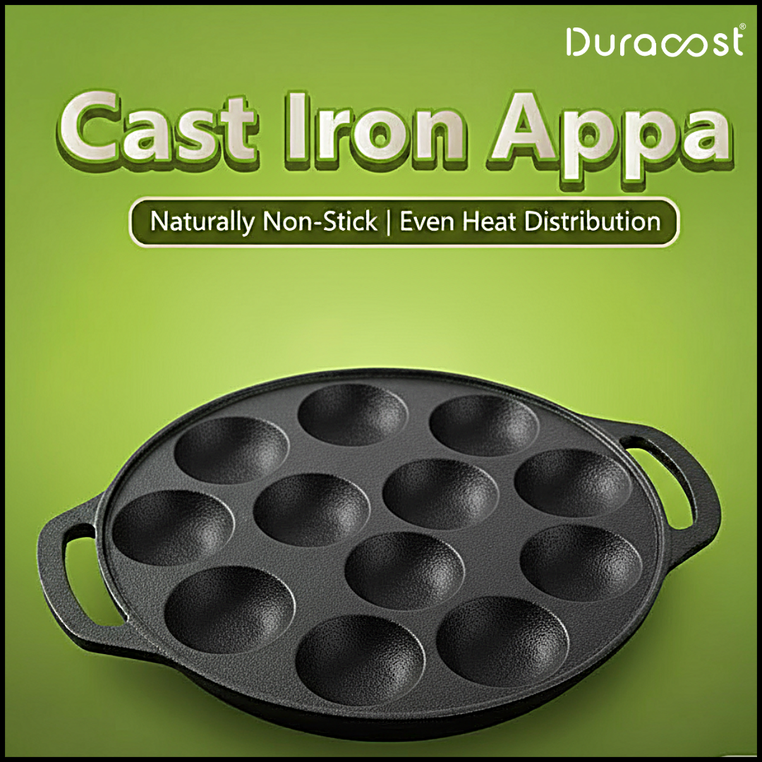 DuraCast® Cast Iron Appe / Paniyaram Maker – 7-Pit & 12-Pit | Traditional Taste, Modern Convenience