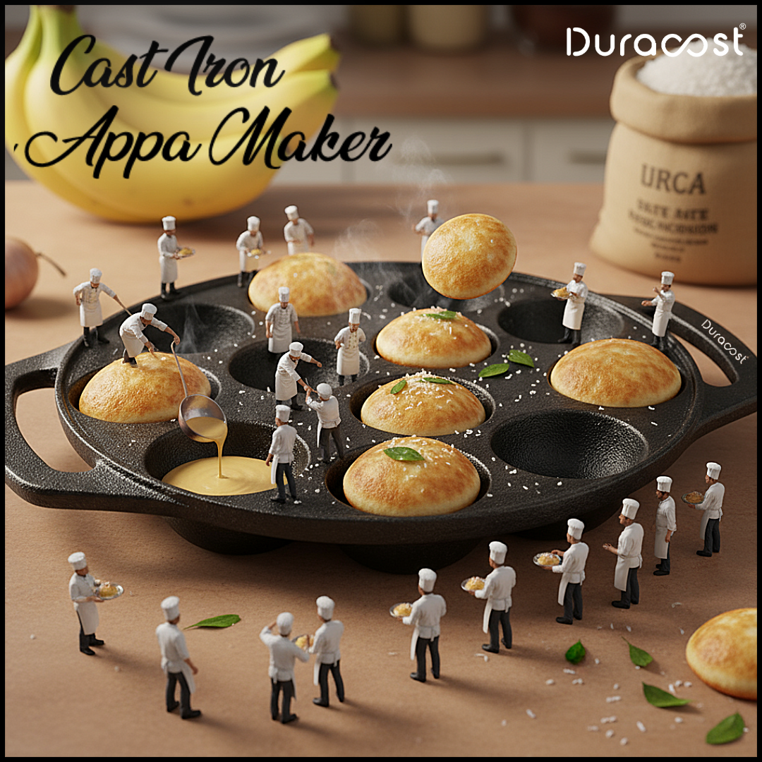 DuraCast® Cast Iron Appe / Paniyaram Maker – 7-Pit & 12-Pit | Traditional Taste, Modern Convenience