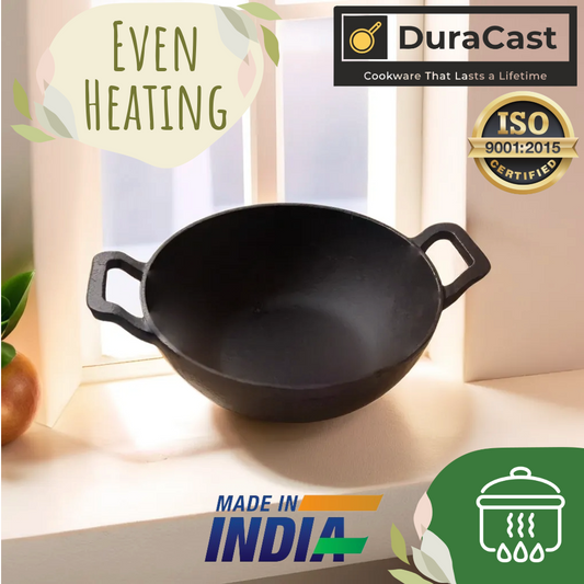 DuraCast India Combo of Cast Iron 30cm Tawa, 25cm Skillet and 24cm Kadhai