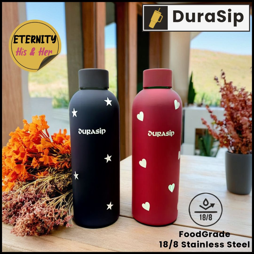 DuraSip Eternity Classic Romance – The Perfect Personalised Matching Bottles for Couples 600 ML each