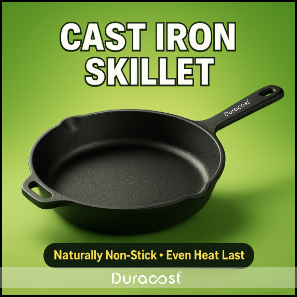 DuraCast® India Cast Iron Skillet: Sear, Saute, and Sizzle with Authentic Flavors | Pre-Seasoned