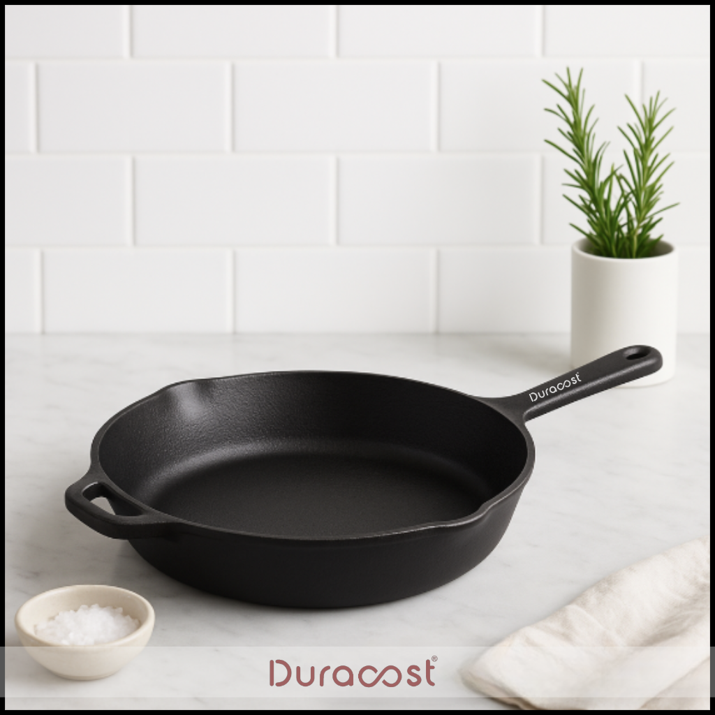 DuraCast® India Cast Iron Skillet: Sear, Saute, and Sizzle with Authentic Flavors | Pre-Seasoned