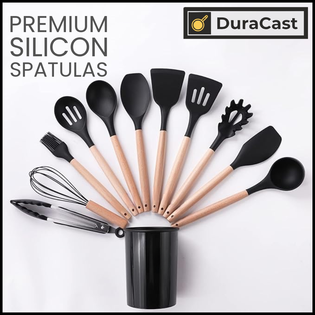 Set of 12 Premium Silicone Spatulas – Heat-Resistant, BPA-Free, & Aesthetic Kitchen Essentials