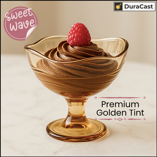 DuraCast Sweet Wave Golden Dessert Bowls – Elegant Wave Rim Fruit & Dessert Serving Set