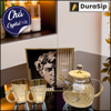 DuraSip Cha Crystal Luxe 1.0L – Borosilicate Glass Kettle with Matching Mugs & Premium Wooden Tray