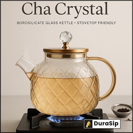 DuraSip Chá Crystal – Luxurious Borosilicate Glass Teapot for an Elevated Tea Experience