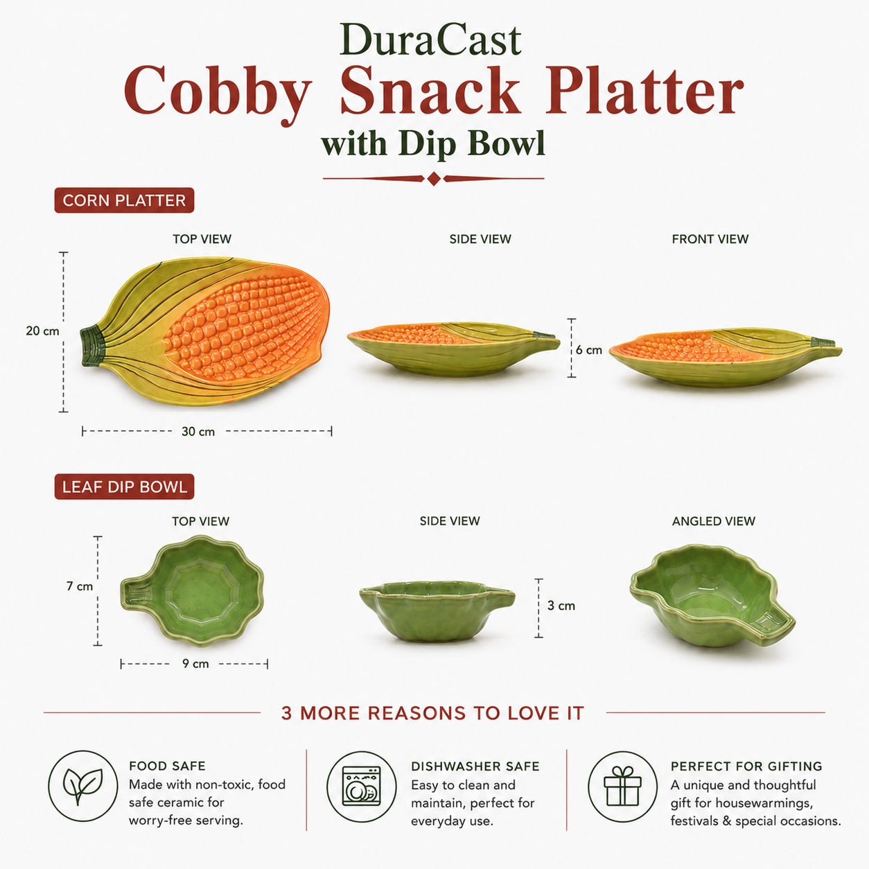 DuraCast® Cobby Snack Platter with Dip Bowl