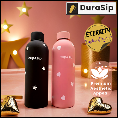 DuraSip Eternity Timeless Elegance– Personalised Premium Stainless Steel Bottle Set for Couples 600  ML each