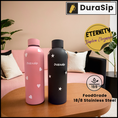 DuraSip Eternity Timeless Elegance– Personalised Premium Stainless Steel Bottle Set for Couples 600  ML each
