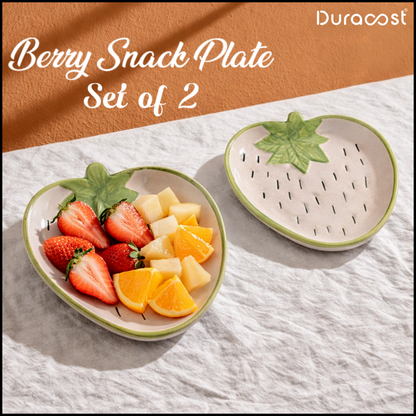 DuraCast® Berry Snack Plate | Premium Ceramic Strawberry-Shaped Serving Plate