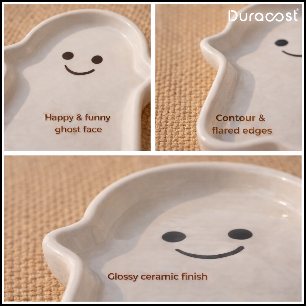 DuraCast® Boo-Boo Plates – Ghost Ceramic Snack Plates Set of 3 | Fun Serveware