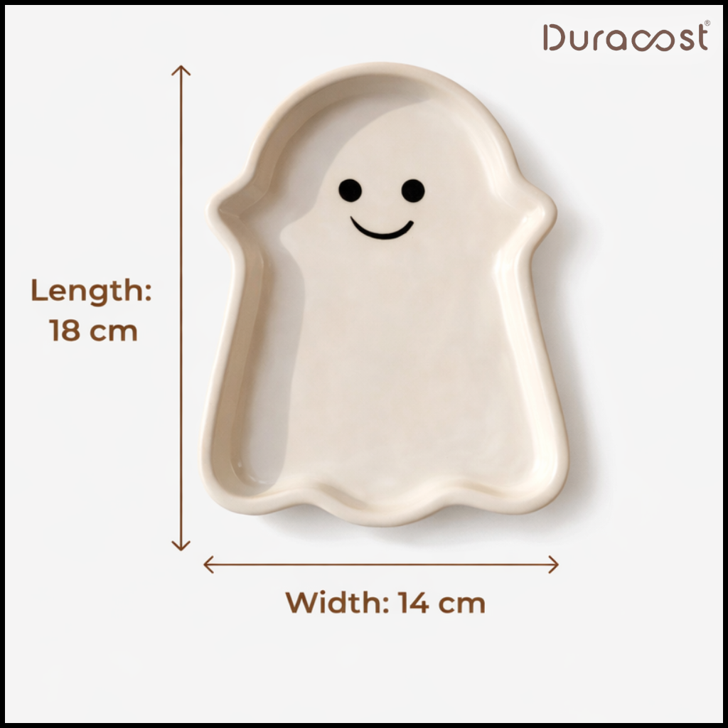 DuraCast® Boo-Boo Plates – Ghost Ceramic Snack Plates Set of 3 | Fun Serveware
