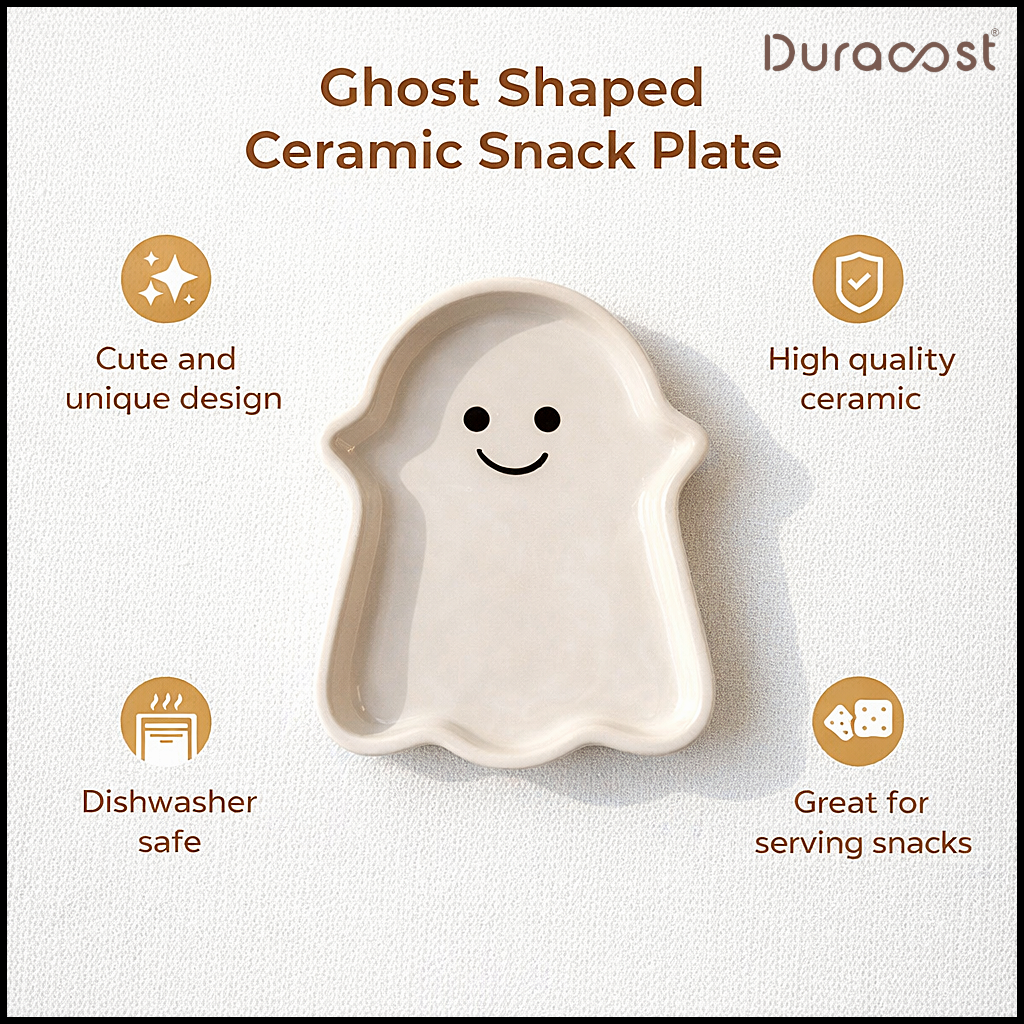 DuraCast® Boo-Boo Plates – Ghost Ceramic Snack Plates Set of 3 | Fun Serveware