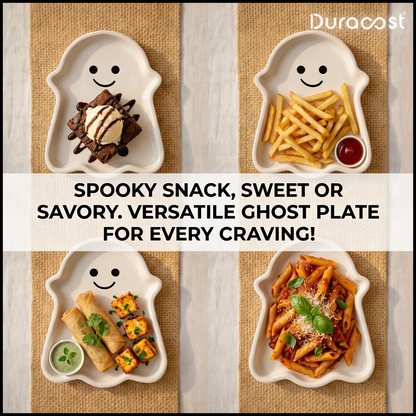 DuraCast® Boo-Boo Plates – Ghost Ceramic Snack Plates Set of 3 | Fun Serveware