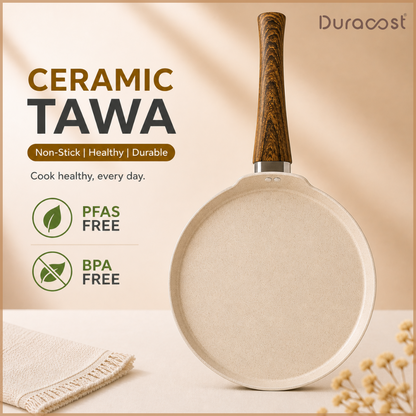 DuraCast® Ceramic Tawa – 22 cm | Tri-Lock Coating | Induction & Gas Compatible