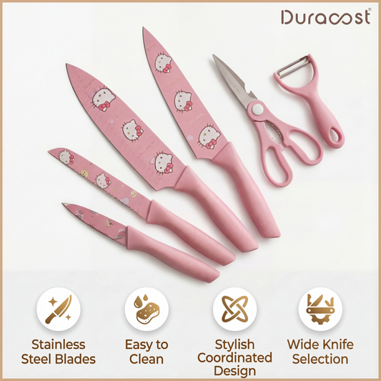 DuraCast® Easy Slice Kitchen Knife Set | Stainless Steel Blades | 6-Piece Set