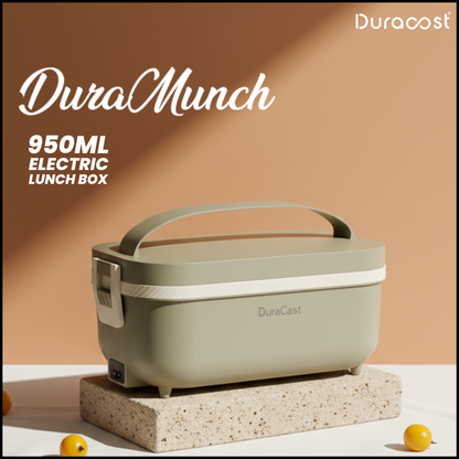 DuraCast® DuraMunch 950ml Electric Lunch Box | Premium Olive Green Heated Tiffin with 4 Bowls (2 Large + 2 Small) | Leak-Proof & Portable Office Lunch Box